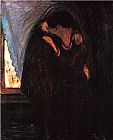 Edvard Munch Canvas Paintings - The Kiss II